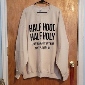 Unisex Half Hood Half Holy Sweatshirt - Color Sand